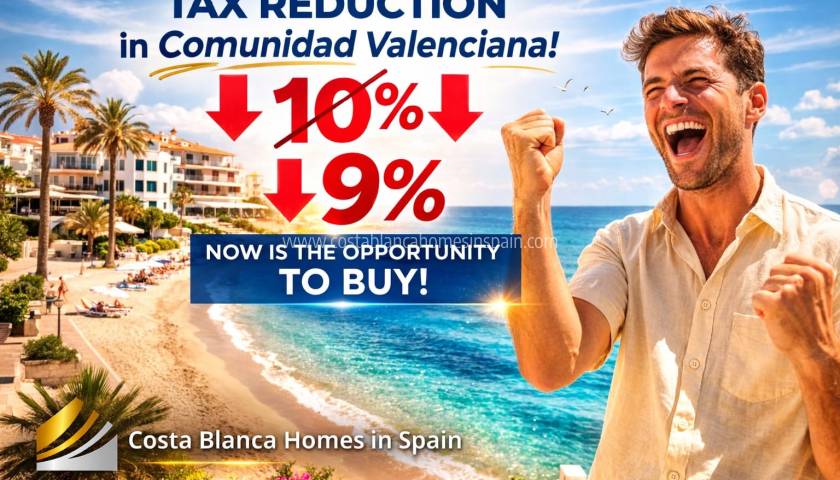 Tax reduction in the Comunitat Valenciana from 1st June 2026 — from 10% down to 9%